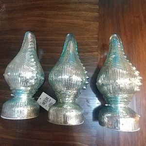 NWT Set of 3 sea snail glass decorations 12.5"